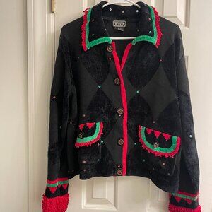 Vintage Berek Elf Ugly Christmas Sweather Cardigan